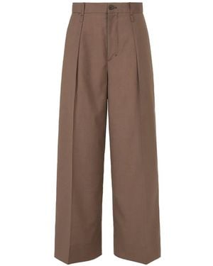 Issey Miyake Pleated Wide-Leg Trousers - Brown