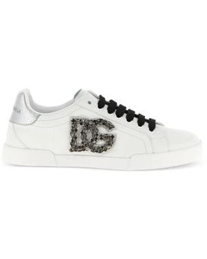 Dolce & Gabbana Portofino Crystal-Embellished Trainers - White