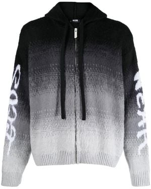 Gcds Intarsia-Knit Hooded Jacket - Black