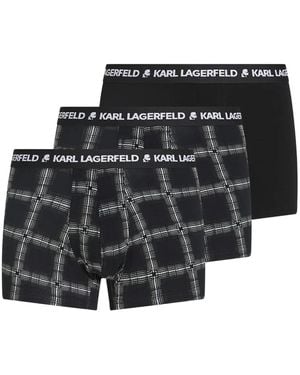Karl Lagerfeld Set Di 3 Boxer A Quadri - Nero