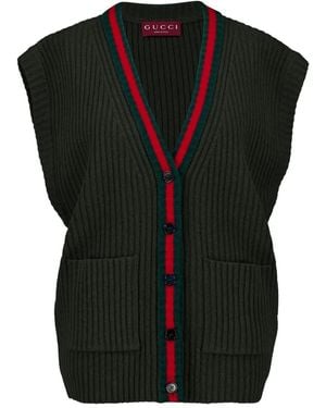 Gucci Chaleco con botones y cuello en V - Negro