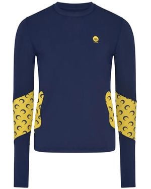 Marine Serre Haut Athleisure Ls À Imprimé Lune - Blue