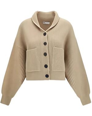 Tory Burch Cropped Wool Cardigan - Natural