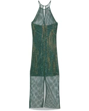 Patrizia Pepe Rhinestoned Mesh Maxi Dress - Green