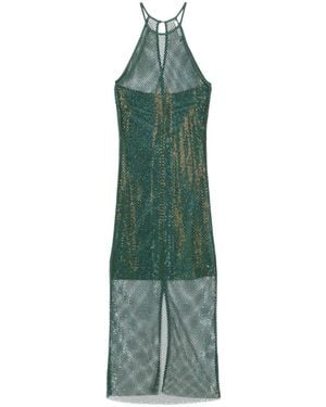 Patrizia Pepe Rhinestoned Mesh Maxi Dress - Green