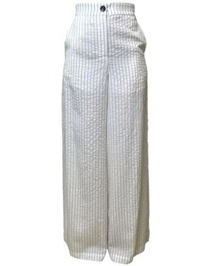 Liu Jo Striped Seersucker Pants - White