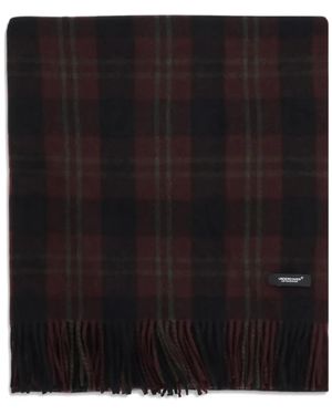 Undercover Fringed Checked Scarf - Black