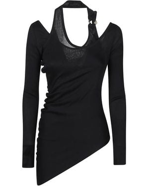 Jean Paul Gaultier Ring-Detail Asymmetrical Top - Black