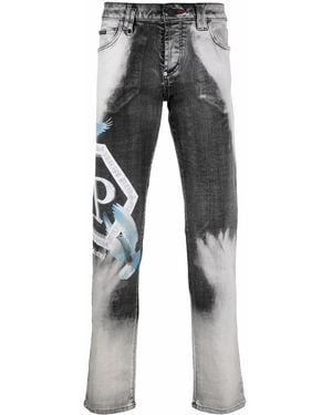 Philipp Plein Bleached Straight-Leg Trousers - Grey