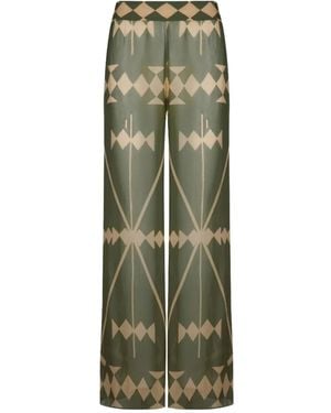 Johanna Ortiz Rapsodia Georgette Wide-Leg Pants - Green