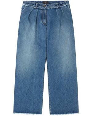 Alanui Jeans A Gamba Ampia Con Frange - Blu
