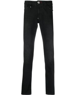 Philipp Plein Logo-Plaque Slim-Leg Jeans - Black
