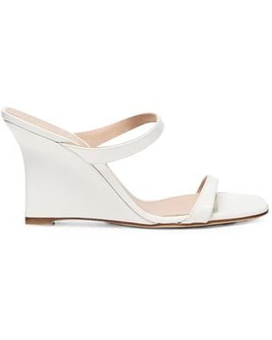 Stuart Weitzman Vinnie Patent Wedge Sandals - White