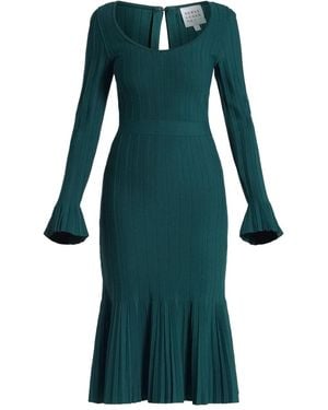 Hervé Léger Robe Plissée Alena À Manches Évasées - Green