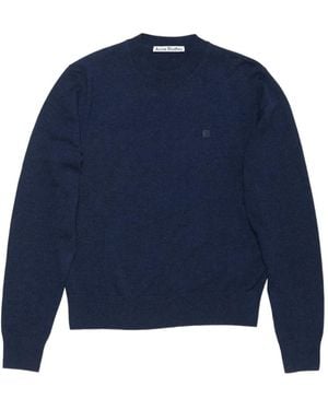 Acne Studios Logo-Patch Crew-Neck Sweater - Blue