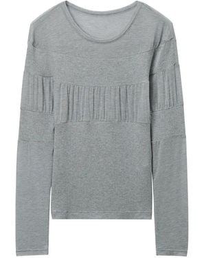 Y's Yohji Yamamoto Ribbed-Knit Panelled Jumper - Grey
