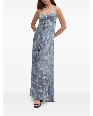 Sandro Ferrone Vestido Largo Con Estampado Gráfico - Azul