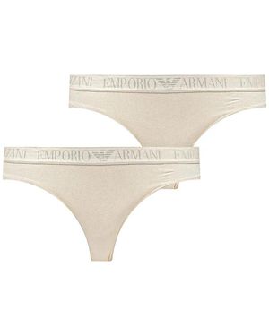ARMANI EXCHANGE Logo-Waistband Thongs - White
