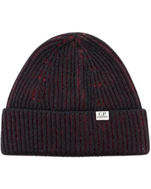 C.P. Company Ribbed-Knit Turn-Up Beanie Hat - Blue