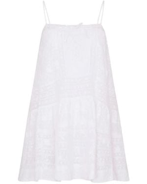 LoveShackFancy Vestido Corto Vionett Con Ribete De Encaje - Blanco