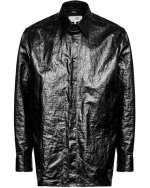 MM6 by Maison Margiela Crinkled-Finish Shirt - Black