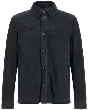 Pal Zileri Suede Shirt Jacket - Blue
