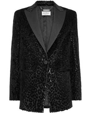 Philipp Plein Velvet Blazer - Black