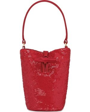 Longchamp Borsa A Secchiello Le Roseau Mini Con Paillettes - Rosso