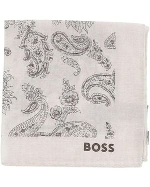 BOSS Paisley-Print Pocket Square - Grey
