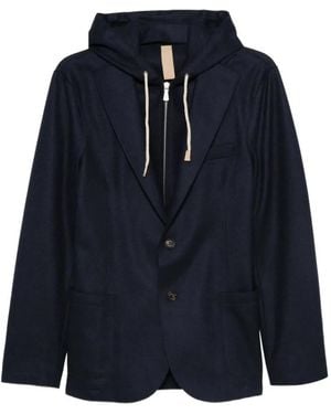 Eleventy Hooded Buttoned Jacket - Blue