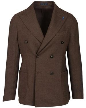 Guarinucci Double-Breasted Patch-Pocket Blazer - Brown