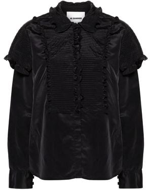 Jil Sander Ruffled Button-Up Blouse - Black