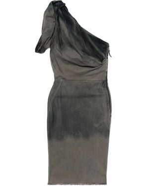 Rick Owens One-Shoulder Denim Midi Dress - Black