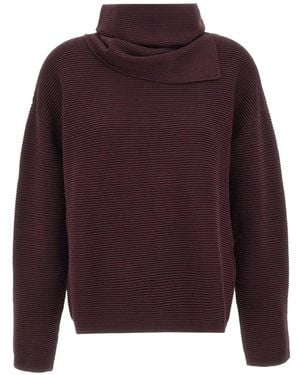 Elena Miro Ribbed-Knit Boat-Neck Sweater - Purple