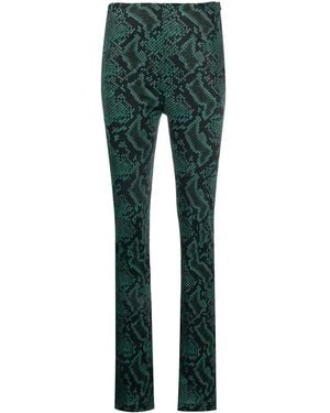 Atlein Snakeskin-Print Flared Pants - Green