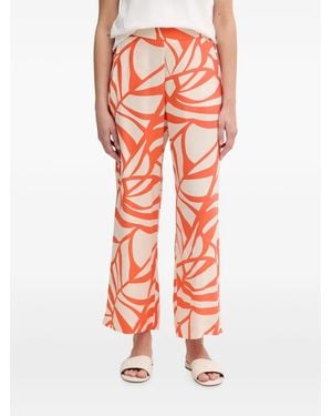 Lola Casademunt Leaf-Print Straight-Leg Trousers - Red
