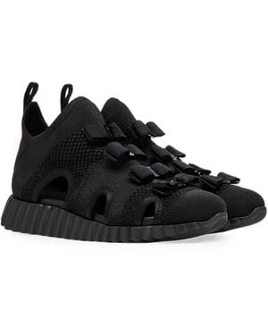 Ferragamo Bow-Embellished Cut-Out Sneakers - Black
