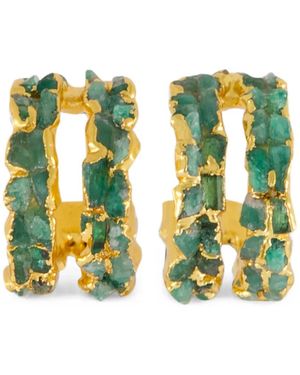 FENOMENA Mosaico Emerald Hoop Earrings - Metallic