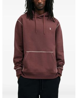 AllSaints Amir Contrast-Stitch Hoodie - Red