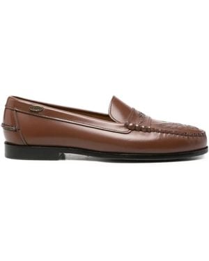 Mexicana Mocasines De Piel Con Detalle Bordado - Marrón