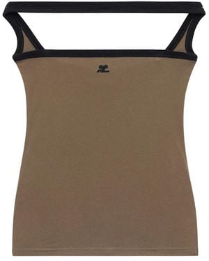 Courreges Hyperbole Contrast ノースリーブトップ - ブラウン