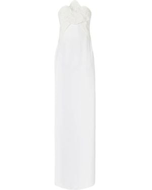 Genny Floral-Appliqué Gown - White