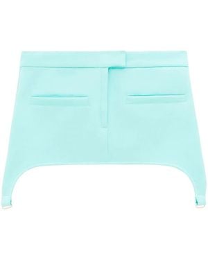 Courreges Mini Skirt With Braces In Twill - Blue