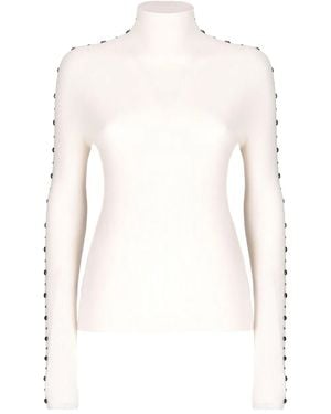 Laneus Ribbed Embellished Top - White