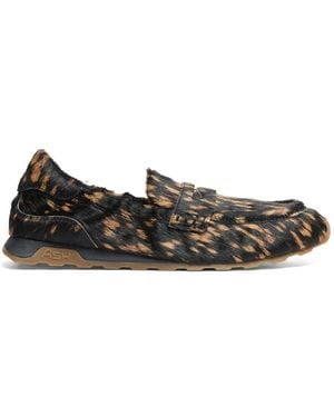Ash Kriss Leopard-Print Pony-Hair Loafers - Black