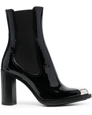McQueen Chelsea Boots Aus Lackleder Mit Verzierung - Schwarz