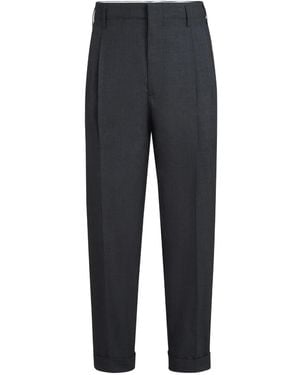 Brunello Cucinelli Virgin Wool Trousers - Blue