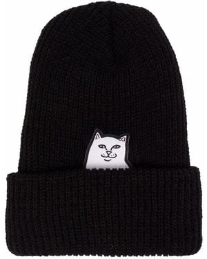 RIPNDIP Lord Nermal Waffle-Knit Beanie Hat - Black