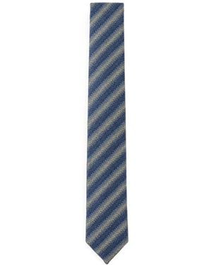 Missoni Zigzag-Knit Silk Tie - Blue