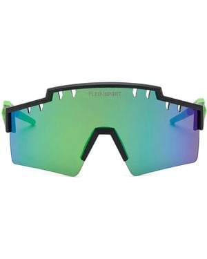 Philipp Plein Shield-Frame Mirrored Sunglasses - Green
